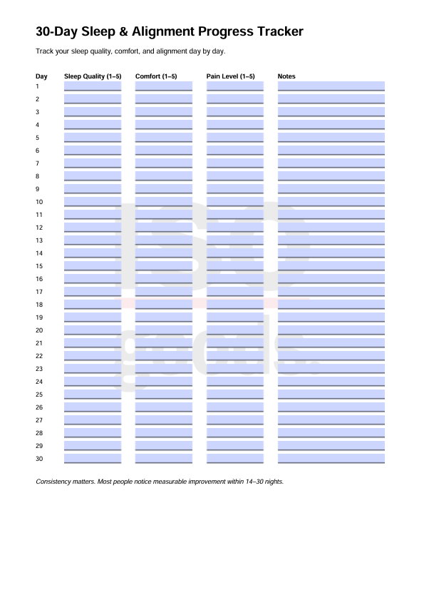 30-Day Sleep & Alignment Progress Tracker